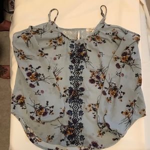 Rewind Size Small, Grey/Light Blue Floral Blouse